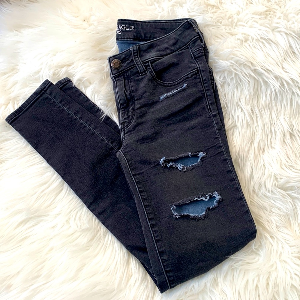 American Eagle Black Ripped Jeans